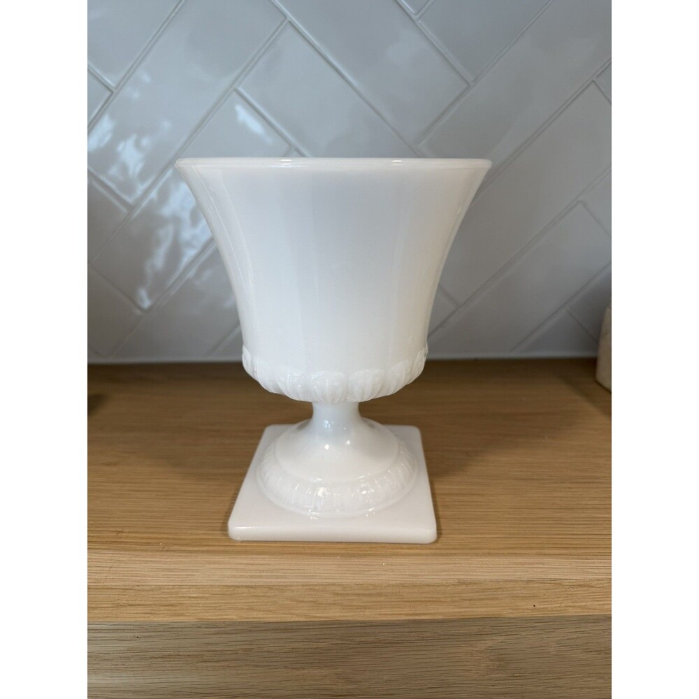 E.O. Brody Company Vintage Milk Glass Vase with Pedestal